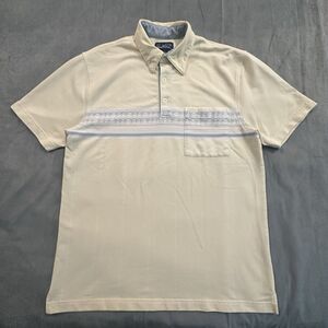 Vintage 90s Arnold Palmer Shirt Mens Medium Yellow Striped Preppy Golf Polo